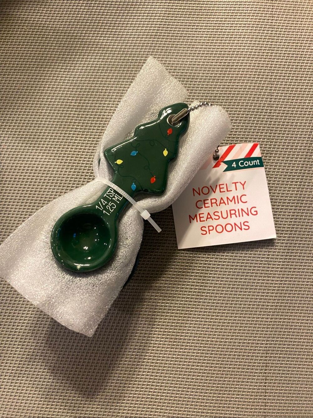 Target Bullseye Novelty Ceramic Christmas Tree Measuring Spoons 4 Count